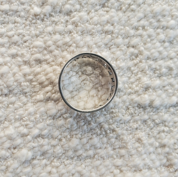 sterling live laugh love word boho 90s y2k chunky positivity 925 band ring - Picture 7 of 7